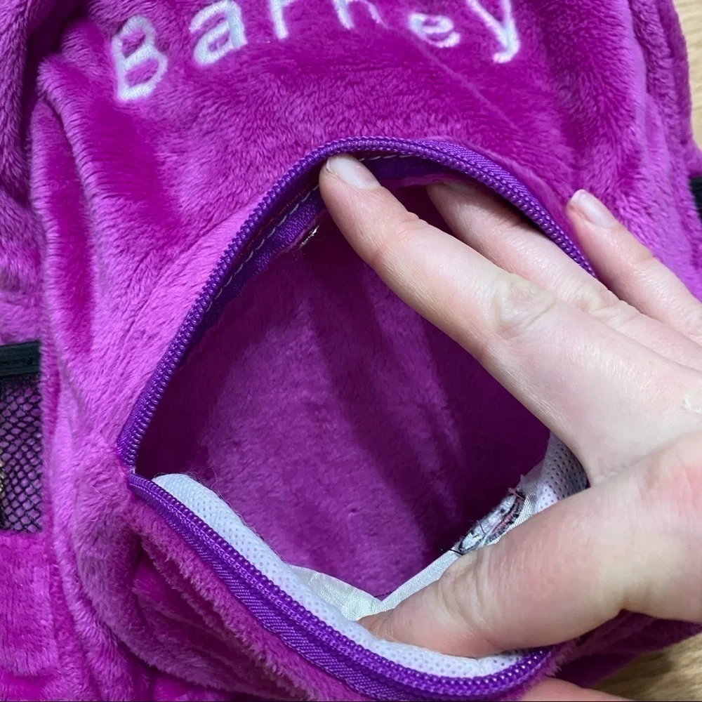 Vintage Barney Mini Backpack Book Bag Purple Dinosaur Zip 90s